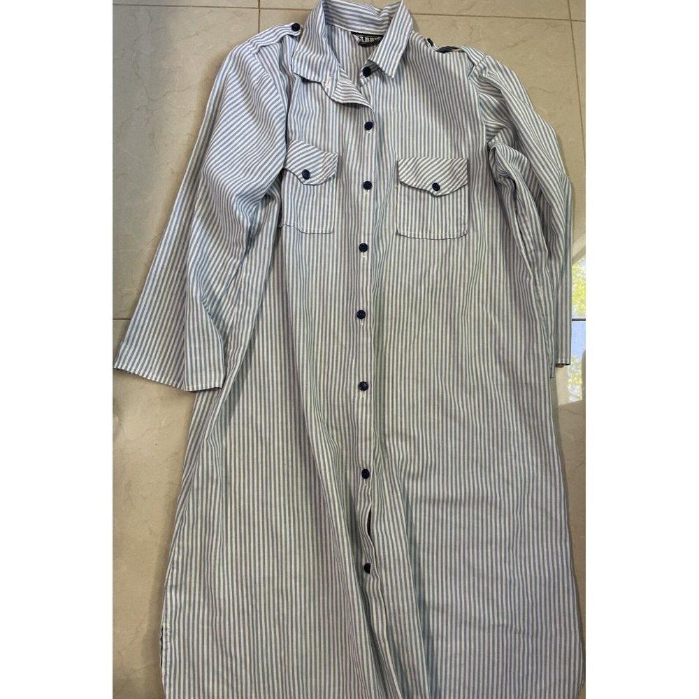 TABBY OF CALIFORNIA Gown Womens Size 10 Blue Striped Made In USA Vintage